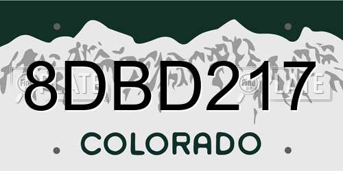 8DBD217 Colorado License Plate