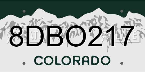 8DBO217 Colorado License Plate