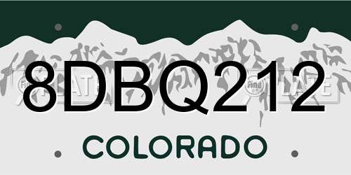 8DBQ212 Colorado License Plate