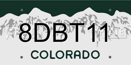 8DBT11 Colorado License Plate