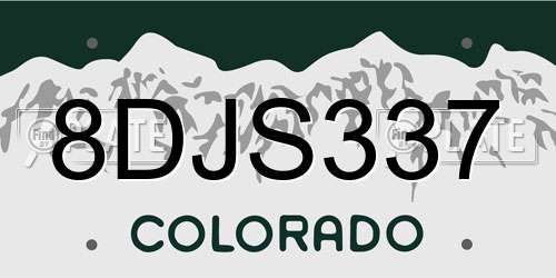 8DJS337 Colorado License Plate