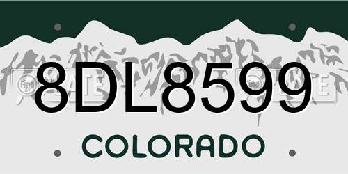 8DL8599 Colorado License Plate