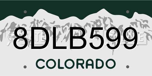 8DLB599 Colorado License Plate