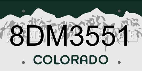 8DM3551 Colorado License Plate