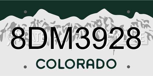 8DM3928 Colorado License Plate