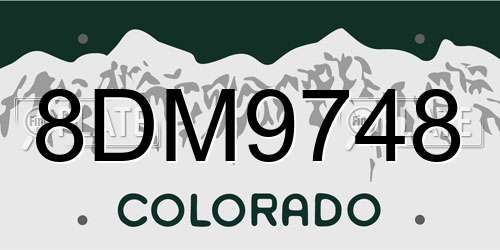 8DM9748 Colorado License Plate