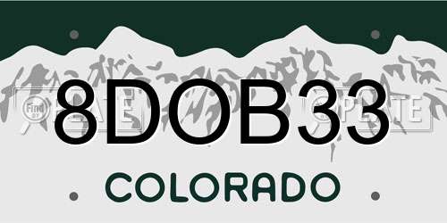 8DOB33 Colorado License Plate