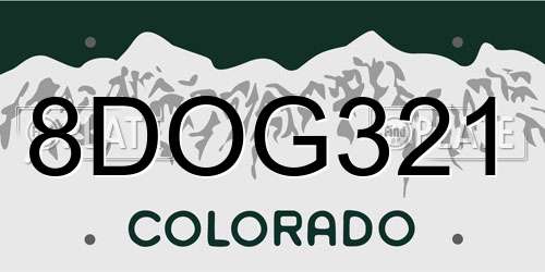 8DOG321 Colorado License Plate