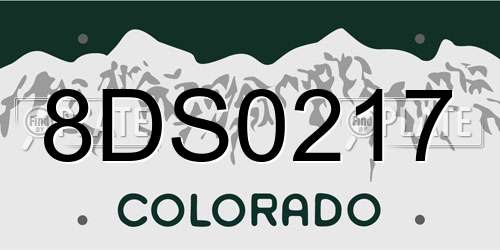 8DS0217 Colorado License Plate