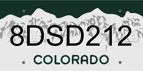 8DSD212 Colorado License Plate