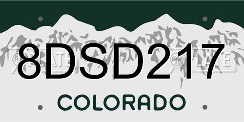 8DSD217 Colorado License Plate