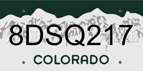 8DSQ217 Colorado License Plate