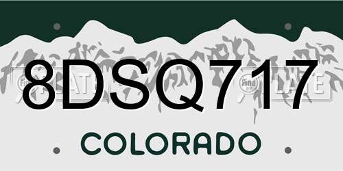 8DSQ717 Colorado License Plate