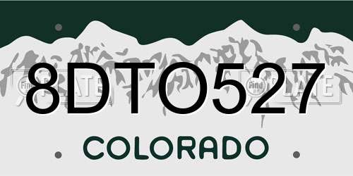 8DTO527 Colorado License Plate
