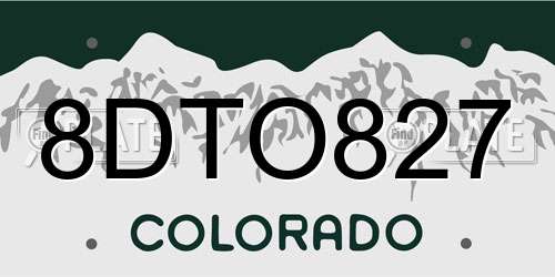8DTO827 Colorado License Plate