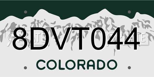 8DVT044 Colorado License Plate