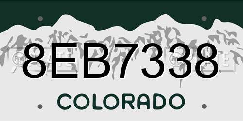 8EB7338 Colorado License Plate