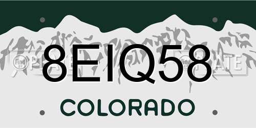 8EIQ58 Colorado License Plate
