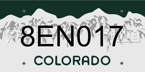 8EN017 Colorado License Plate