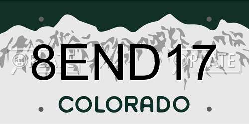 8END17 Colorado License Plate