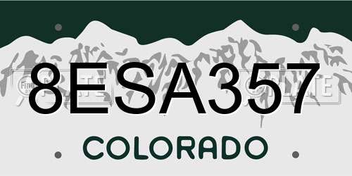 8ESA357 Colorado License Plate