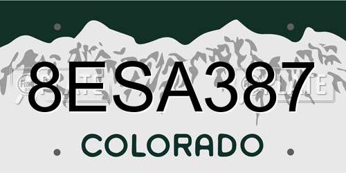8ESA387 Colorado License Plate