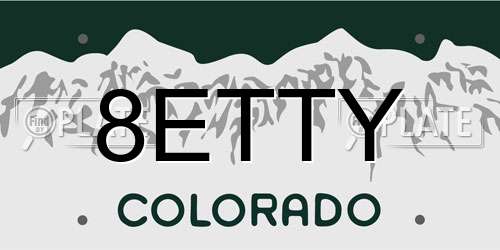 8ETTY Colorado License Plate