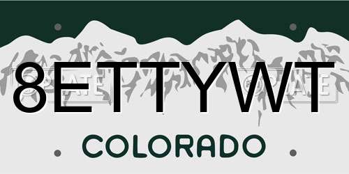 8ETTYWT Colorado License Plate