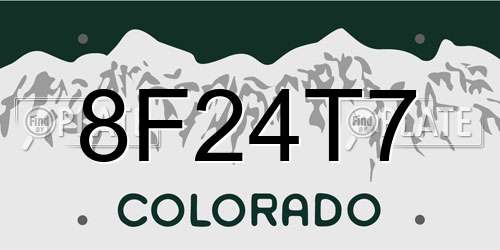 8F24T7 Colorado License Plate