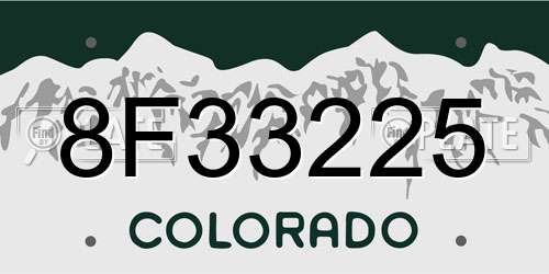 8F33225 Colorado License Plate