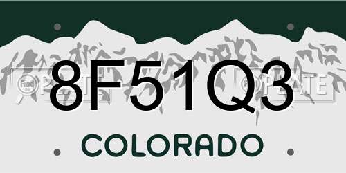 8F51Q3 Colorado License Plate