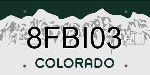 8FBI03 Colorado License Plate