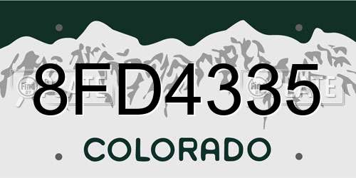 8FD4335 Colorado License Plate