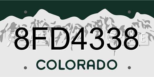 8FD4338 Colorado License Plate