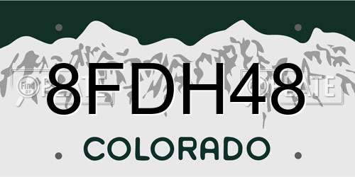 8FDH48 Colorado License Plate