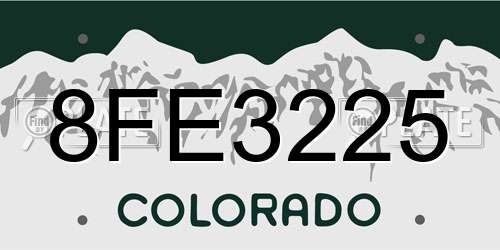 8FE3225 Colorado License Plate