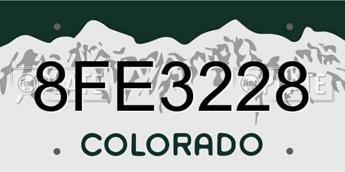 8FE3228 Colorado License Plate