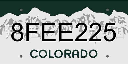 8FEE225 Colorado License Plate
