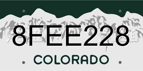 8FEE228 Colorado License Plate