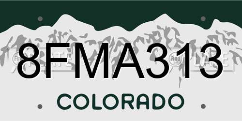 8FMA313 Colorado License Plate