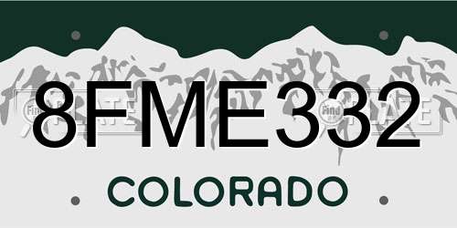 8FME332 Colorado License Plate