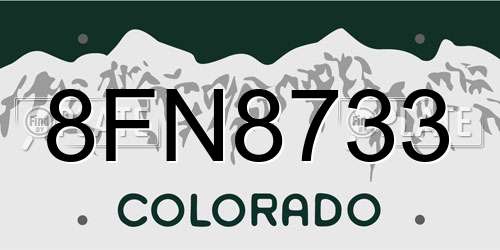 8FN8733 Colorado License Plate