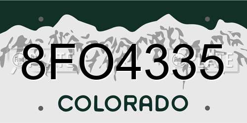 8FO4335 Colorado License Plate