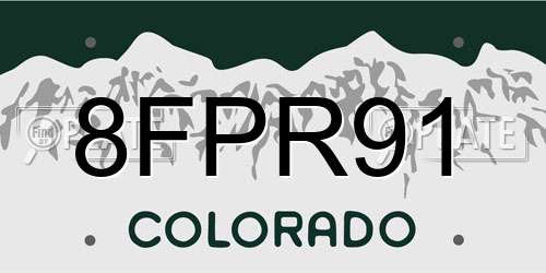 8FPR91 Colorado License Plate
