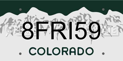 8FRI59 Colorado License Plate