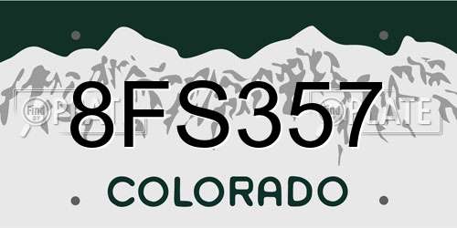 8FS357 Colorado License Plate