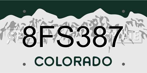 8FS387 Colorado License Plate