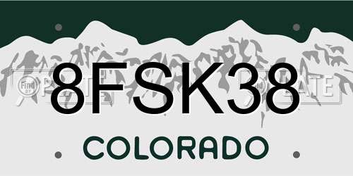 8FSK38 Colorado License Plate