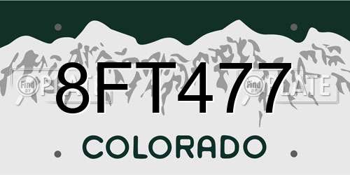 8FT477 Colorado License Plate