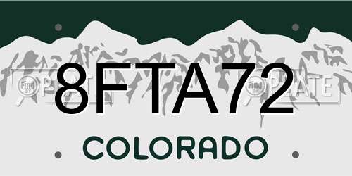 8FTA72 Colorado License Plate